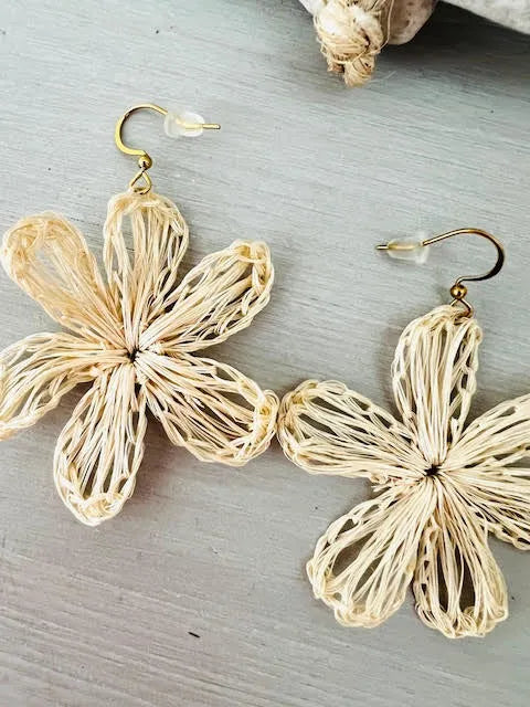 Pendientes Flor Rafia