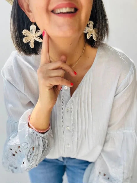 Pendientes Flor Rafia