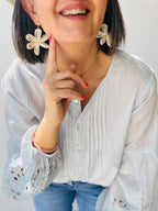 Pendientes Flor Rafia