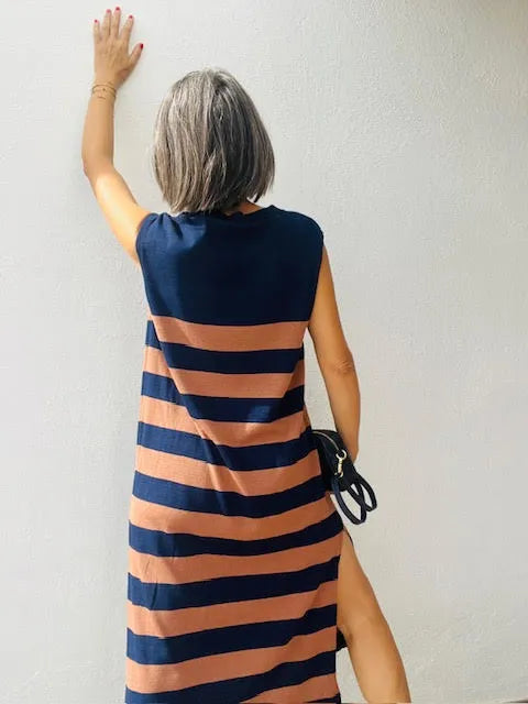 Vestido Punto Rayas M/N