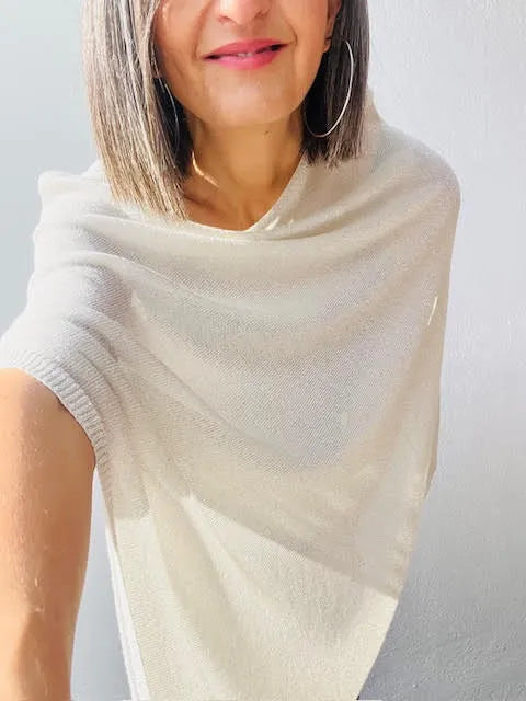 Poncho Punto Metal Blanco