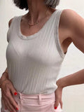 Top Beige Canalé Ribete