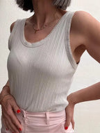 Top Beige Canalé Ribete