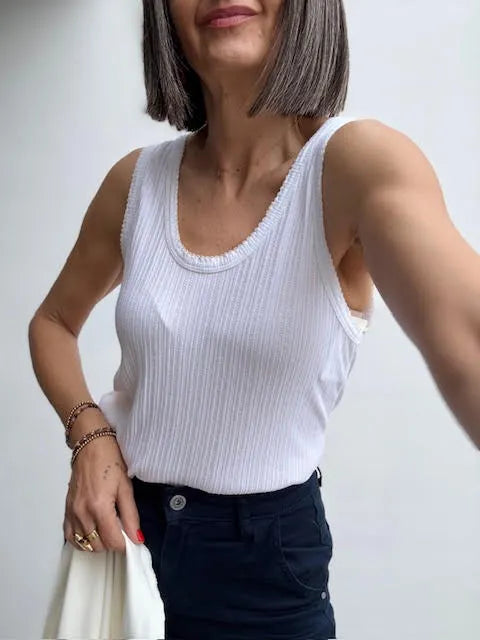 Top Blanco Canalé Ribete