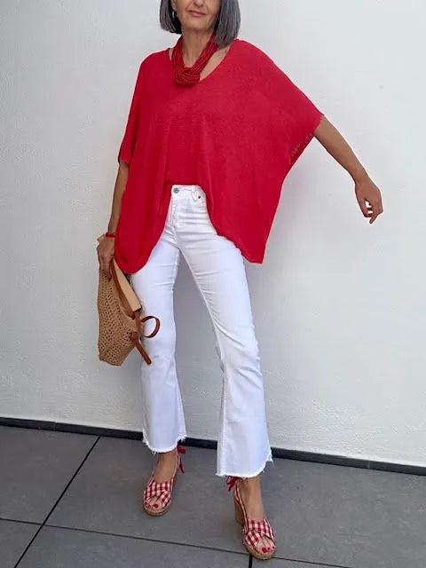 Pantalones Blanco Flare Tobillero