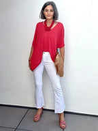 Pantalones Blanco Flare Tobillero
