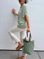 Pantalones Beige Flare Tobillero