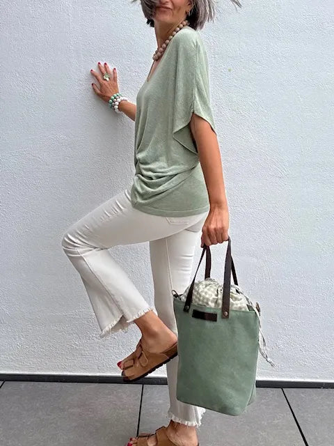 Pantalones Beige Flare Tobillero
