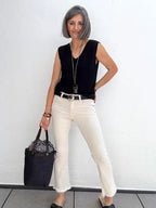 Pantalones Beige Flare Tobillero