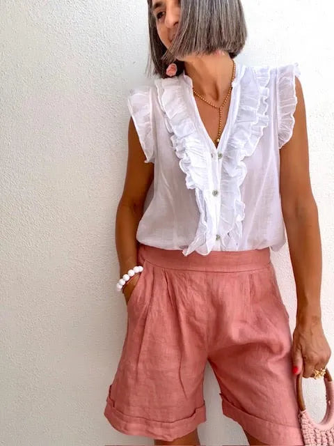 Shorts Lino Rosa