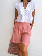 Shorts Lino Rosa