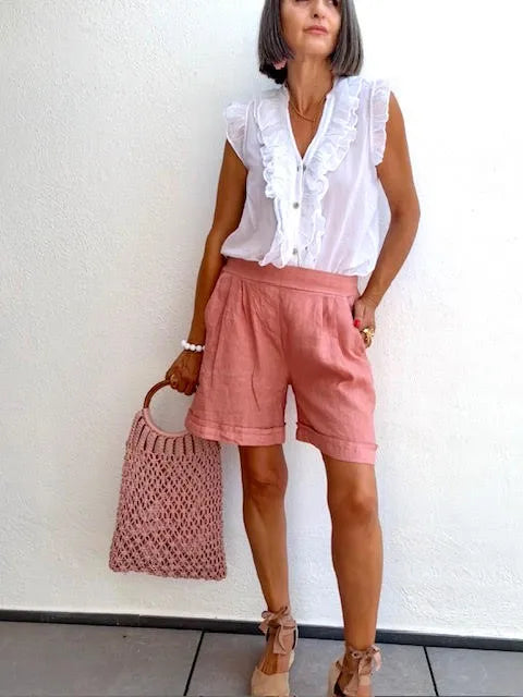 Shorts Lino Rosa