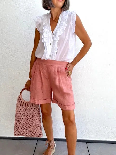 Shorts Lino Rosa