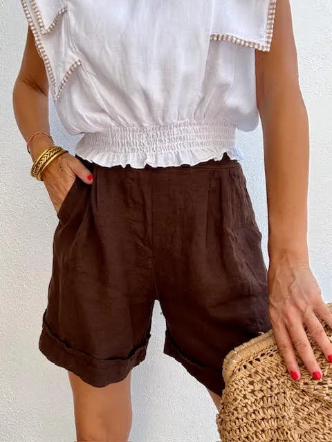 Shorts Lino Marrón