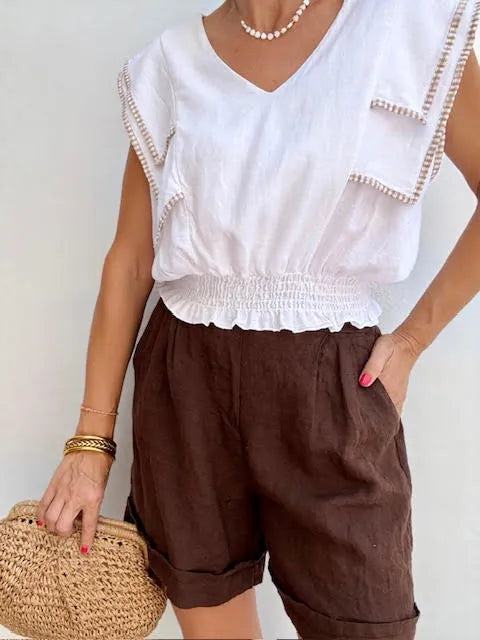 Shorts Lino Marrón