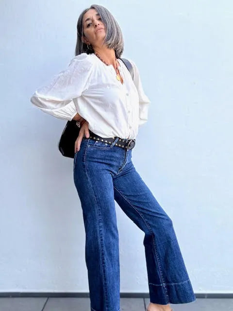 Pantalones Tejanos Rectos Dobladillo
