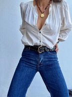 Pantalones Tejanos Rectos Dobladillo