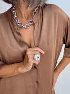 Blusa Satinada Camel
