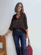 Blusa Satinada Marrón