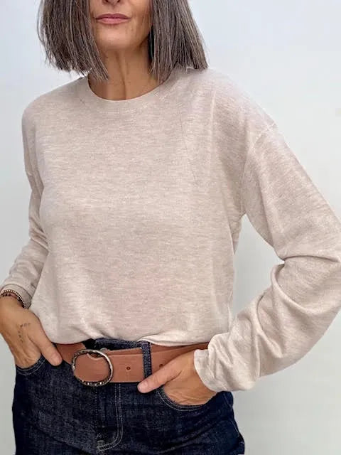 Jersey Merino Manga Larga Beige