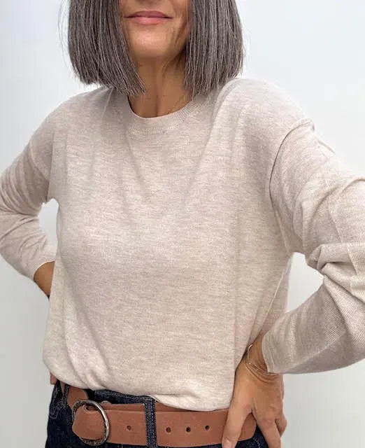 Jersey Merino Manga Larga Beige