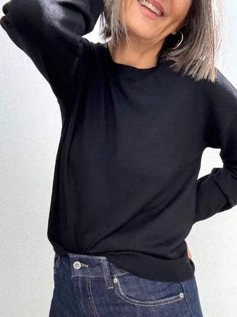 Jersey Merino Manga Larga Negro