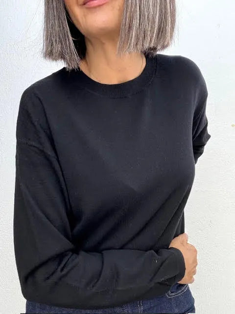 Jersey Merino Manga Larga Negro