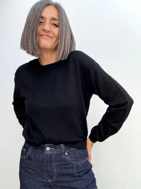 Jersey Merino Manga Larga Negro