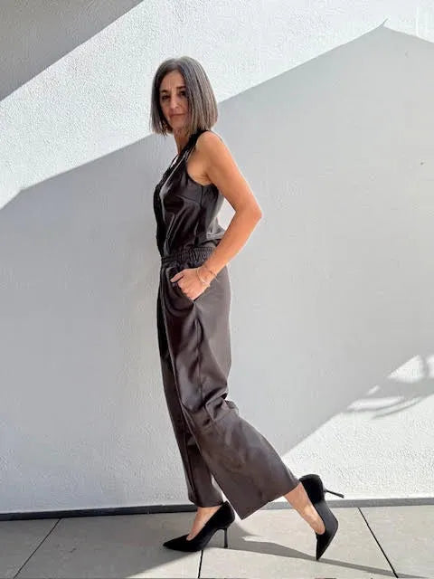 Pantalones Efecto Piel Marrón