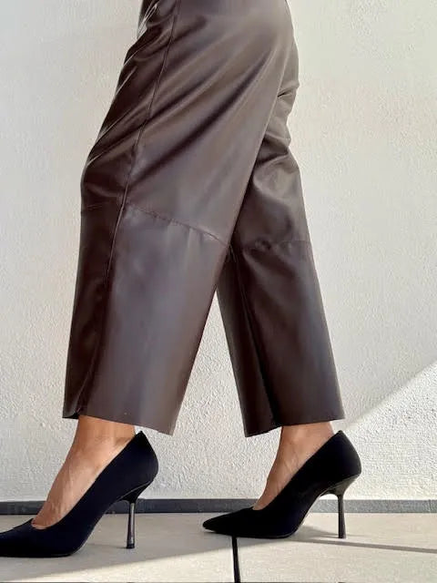 Pantalones Efecto Piel Marrón