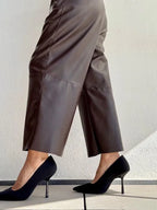 Pantalones Efecto Piel Marrón