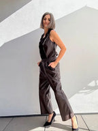 Pantalones Efecto Piel Marrón
