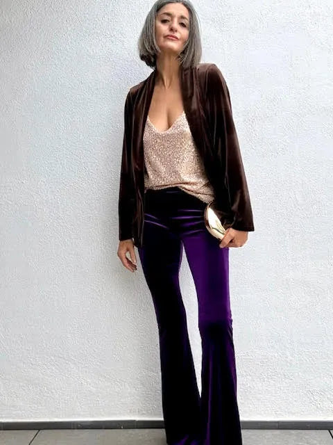 Pantalones Terciopelo Flare Violeta