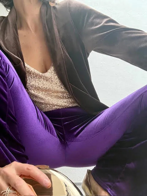 Pantalones Terciopelo Flare Violeta