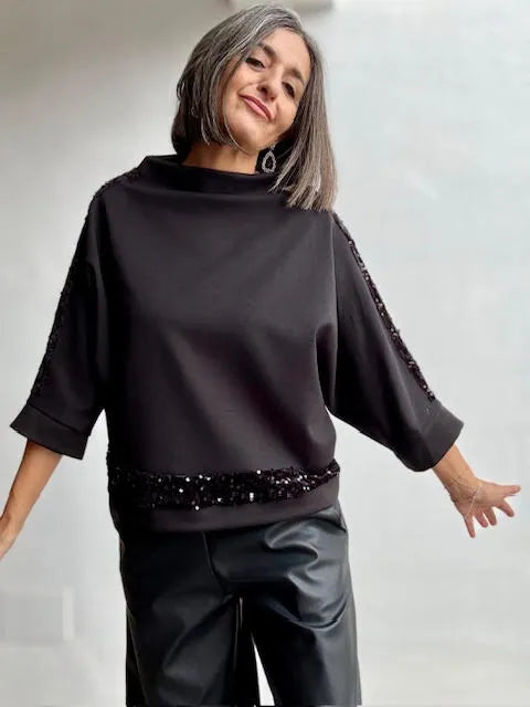 Sudadera Lentejuela Negra