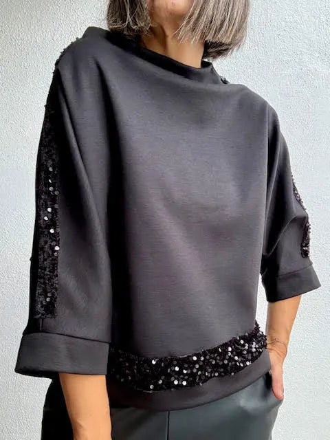 Sudadera Lentejuela Negra