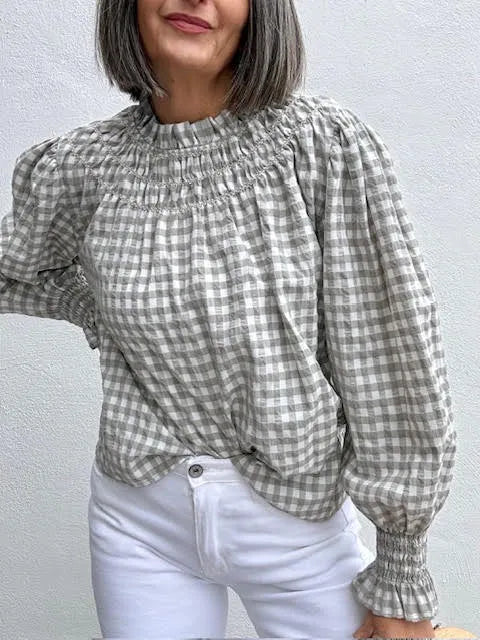 Blusa Romántica Vichy Topo