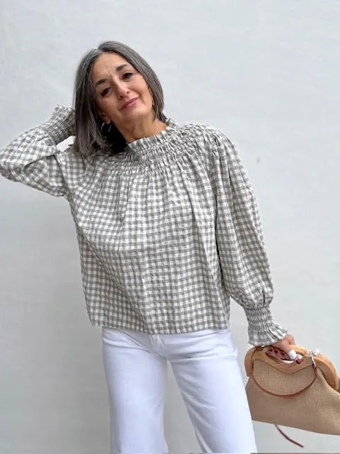 Blusa Romántica Vichy Topo