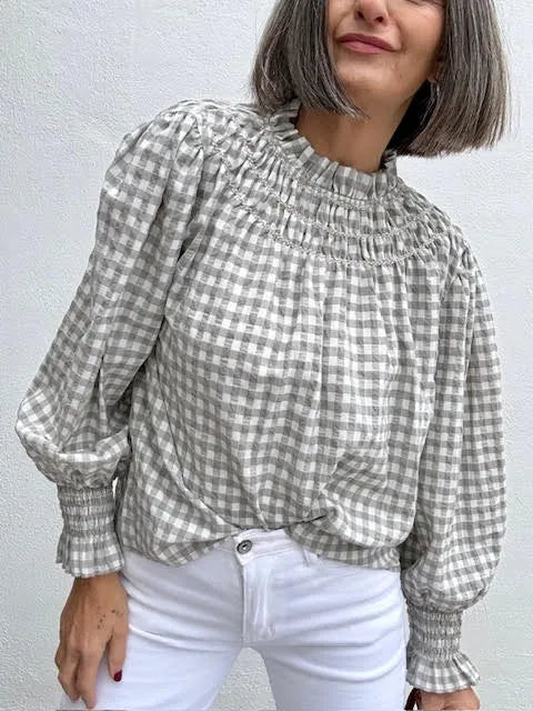 Blusa Romántica Vichy Topo