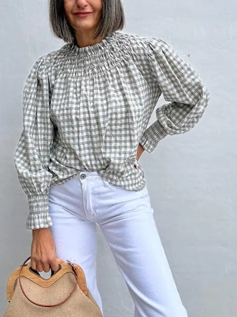 Blusa Romántica Vichy Topo