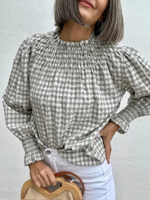 Blusa Romántica Vichy Topo