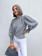 Blusa Romántica Vichy Gris
