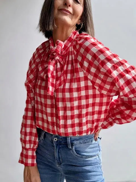 Blusa Vichy Rojo Lazada