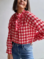 Blusa Vichy Rojo Lazada