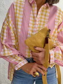 Bandolera Clutch Lino Mostaza