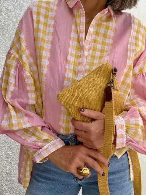 Bandolera Clutch Lino Mostaza