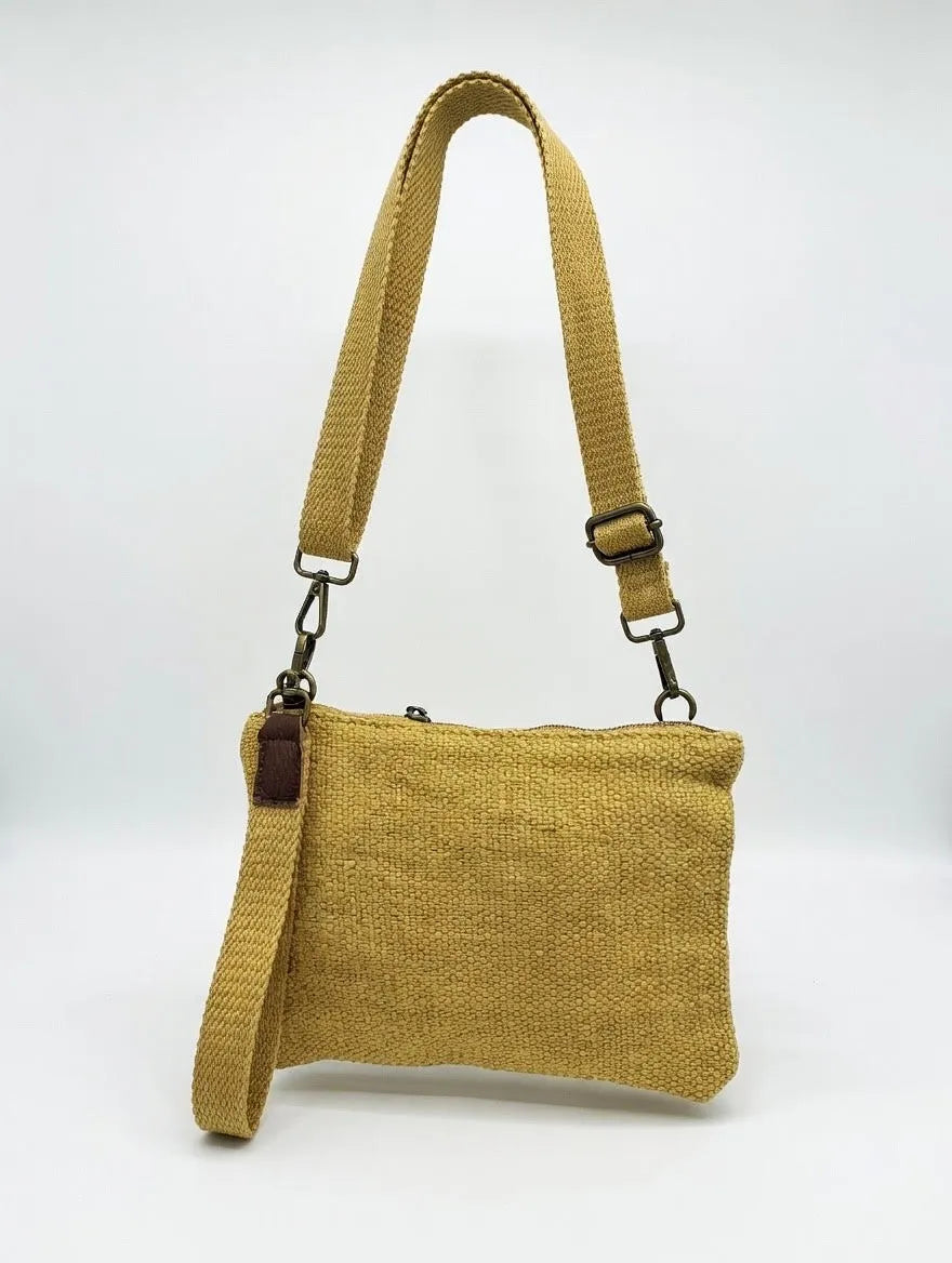 Bandolera Clutch Lino Mostaza