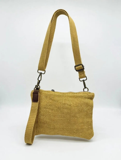 Bandolera Clutch Lino Mostaza