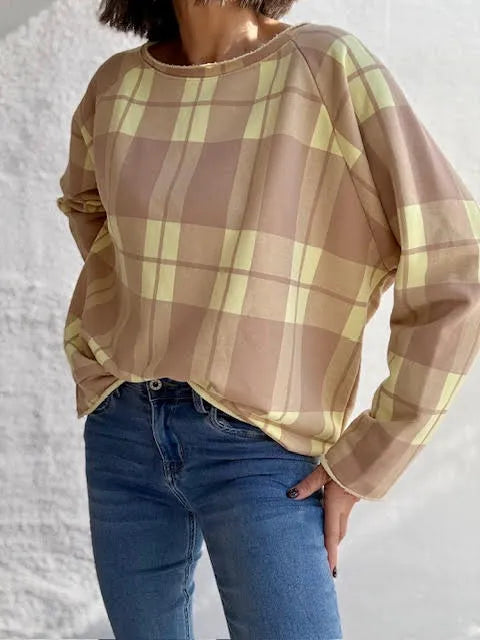 Sudadera Cuadros Amarillo