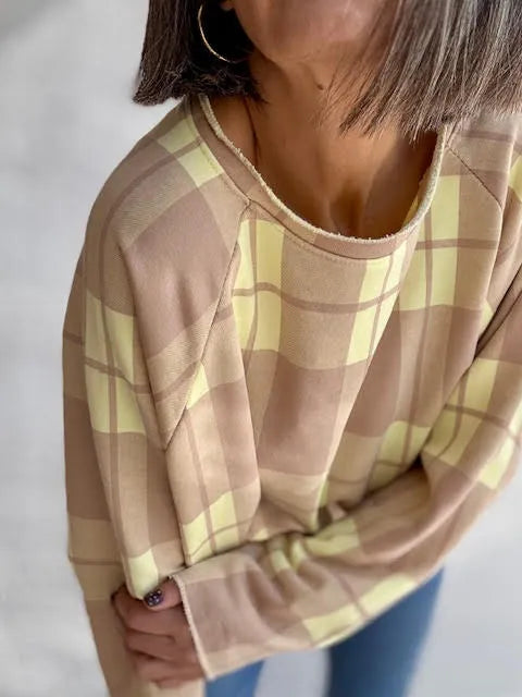 Sudadera Cuadros Amarillo